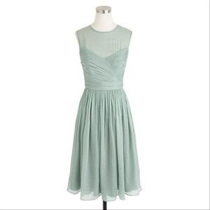 Bridesmaid Silk Chiffon Mint Green Dress, Short